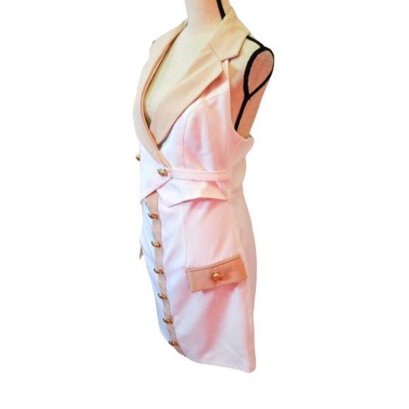 Blithe Beige/White Gold Button Multi-Color Halter Blazer Dress,Large,NWT - Picture 3 of 16